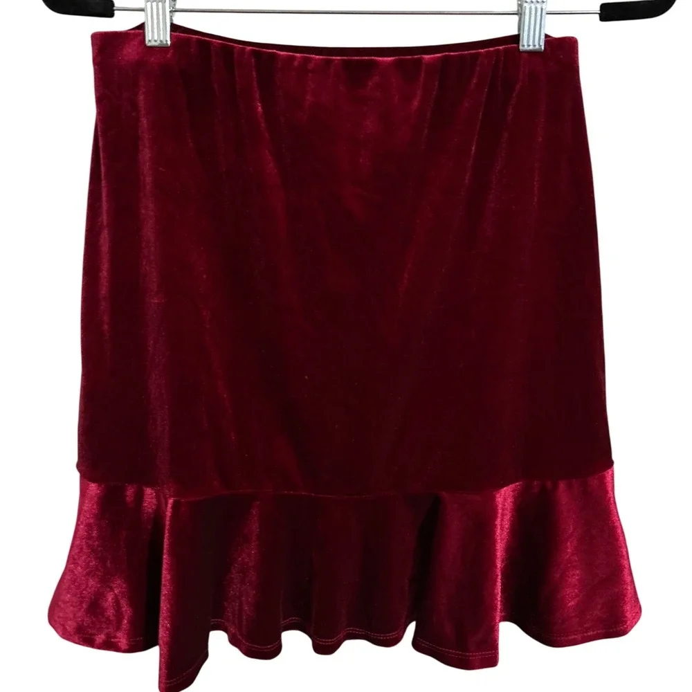 As U Wish Elastic Waisted‎ Velour Skirt Girls Size XL NWT